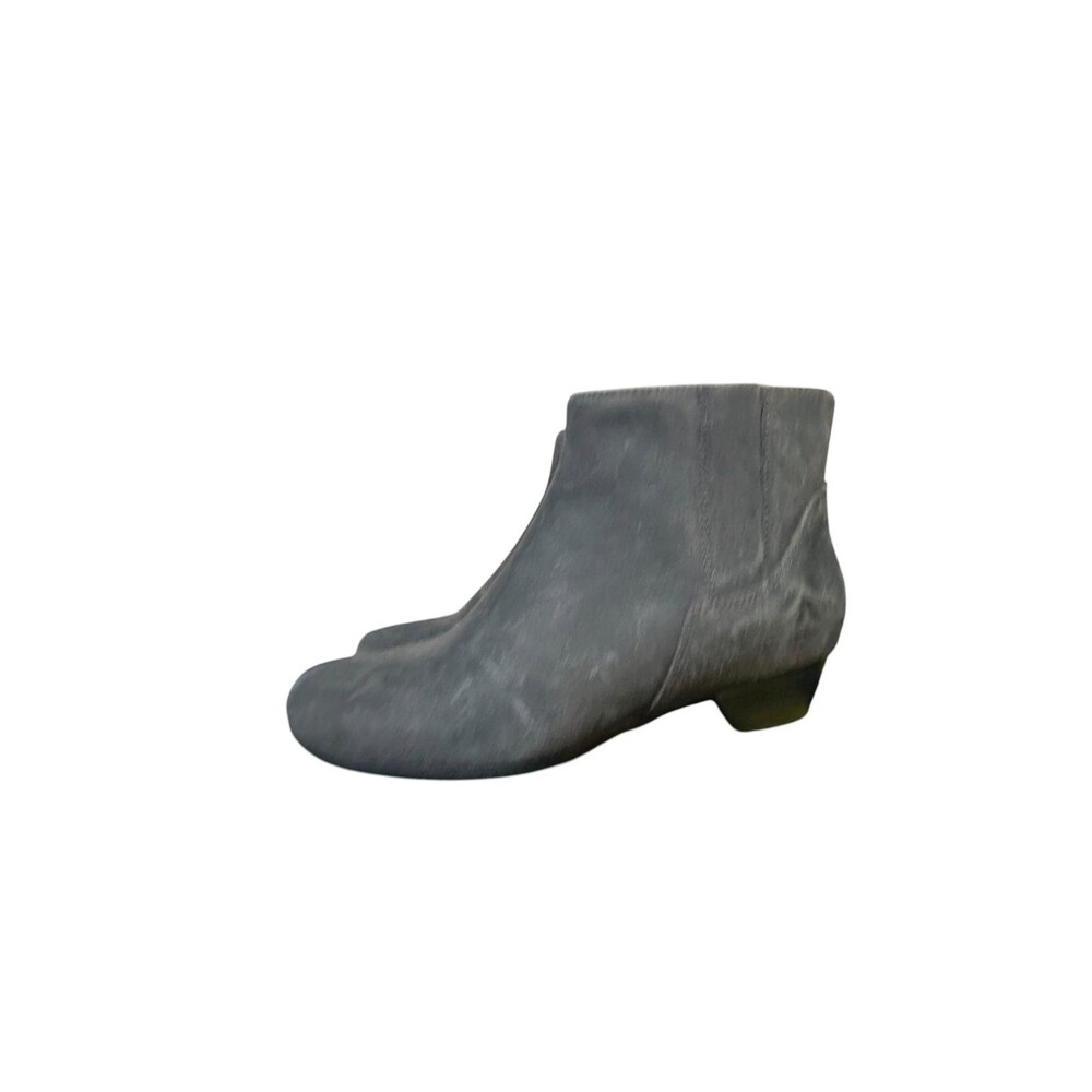 Abeo Melanie Grey Oiled Leather Ankle Booties Women's US Size 7.5 Side Zip Boho